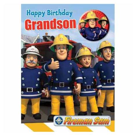 Grandson Fireman Sam Birthday Card with Badge £1.89